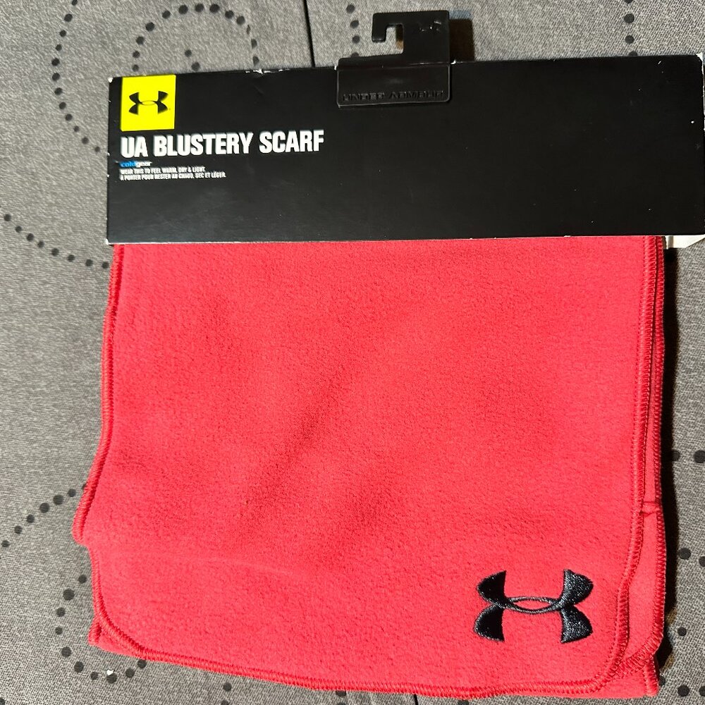UNDER ARMOUR BLUSTERY MICRO FLEECE SCARF ONE SIZE PINK MEN NWT $15.00 - Picture 1 of 4